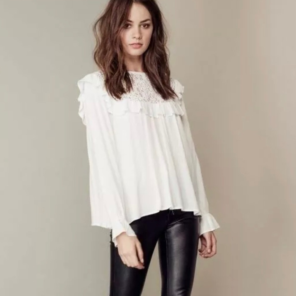 For Love & Lemons Vivian White Lace Top